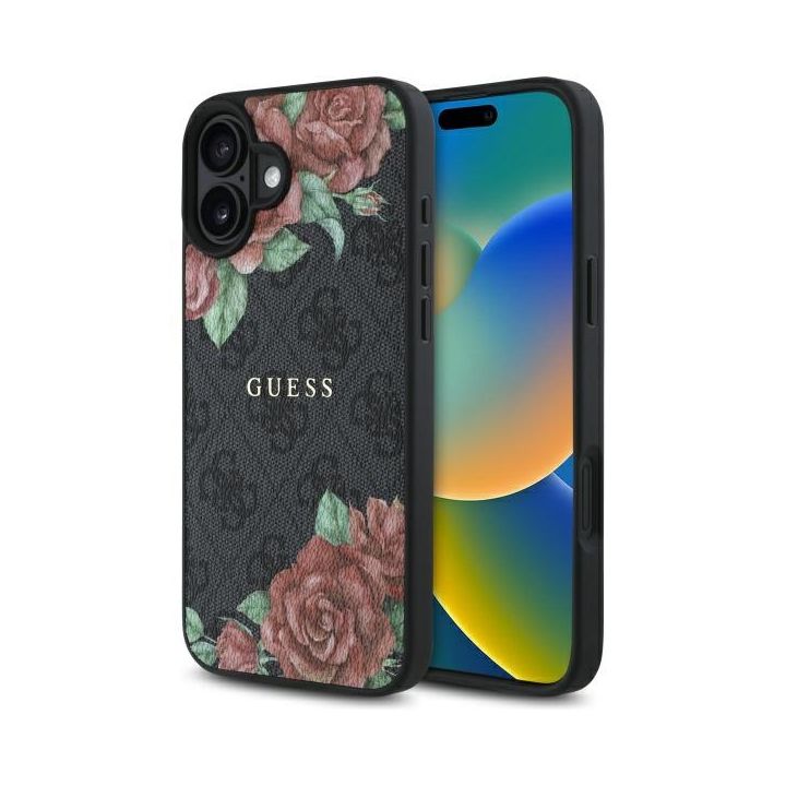 Guess GUHMP16SP4ROPEMCK iPhone 16 6.1"   czarny/black hardcase 4G Flowers Print MagSafe na NearMe.pl