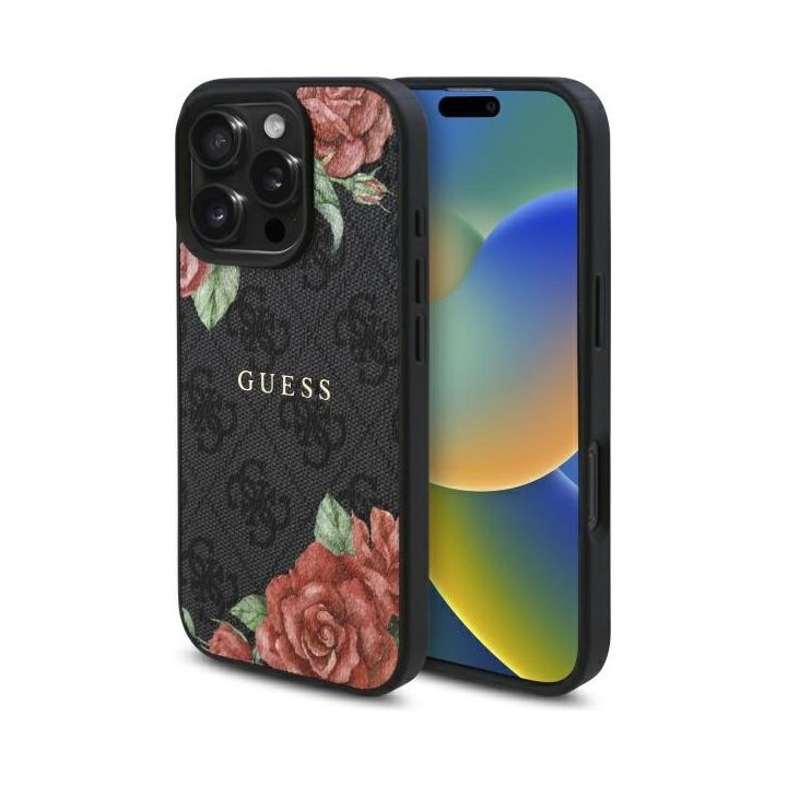 Guess GUHMP16LP4ROPEMCK iPhone 16 Pro    6.3" czarny/black hardcase 4G Flowers Print MagSafe na NearMe.pl