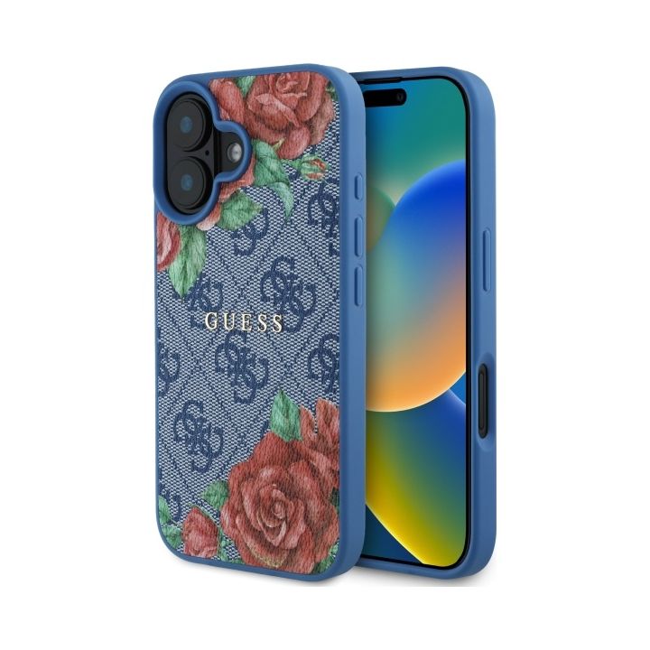 Guess GUHMP16SP4ROPEMCB iPhone 16 6.1"   niebieski/blue hardcase 4G Flowers Print MagSafe na NearMe.pl