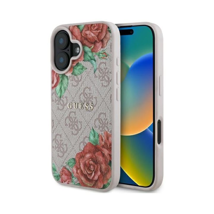 Guess GUHMP16SP4ROPEMCP iPhone 16 6.1"   różowy/pink hardcase 4G Flowers Print MagSafe na NearMe.pl