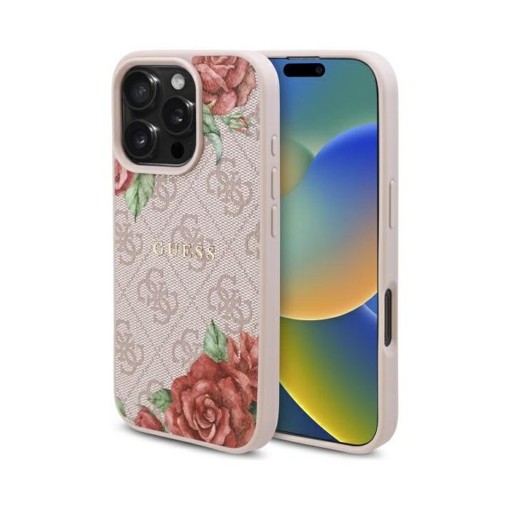 Guess GUHMP16XP4ROPEMCP iPhone 16 Pro    Max 6.9" różowy/pink hardcase 4G Flowers Print MagSafe na NearMe.pl