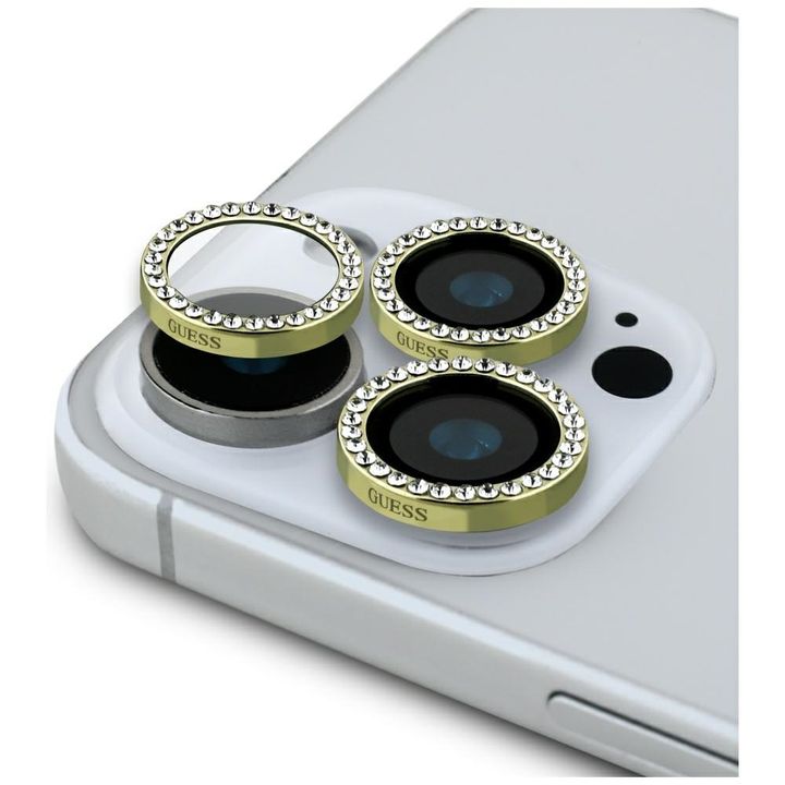 Szkło na obiektyw aparatu Guess          Rhinestone do iPhone 16 Pro / 16 Pro Max złoty na NearMe.pl