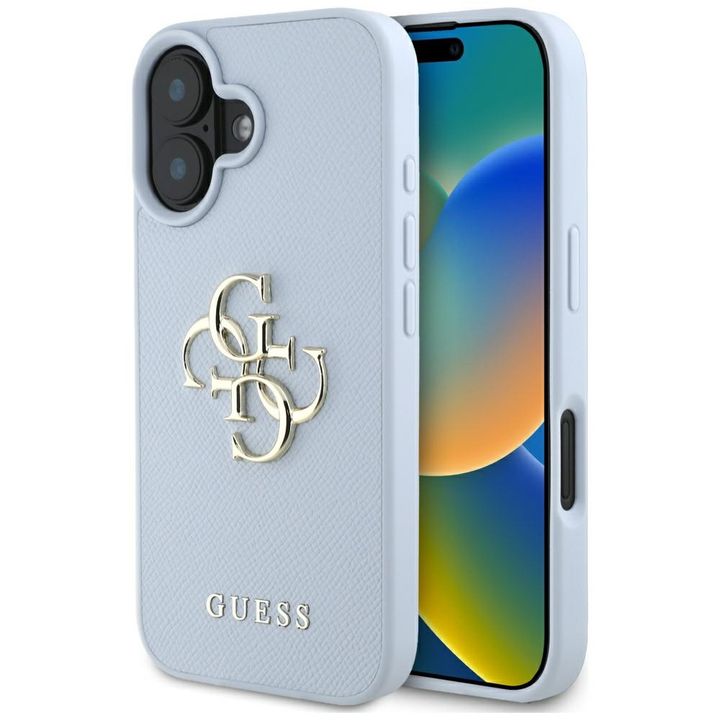 Etui Guess Grained Big 4G Logo Small     Classic Logo do iPhone 16 niebieski na NearMe.pl