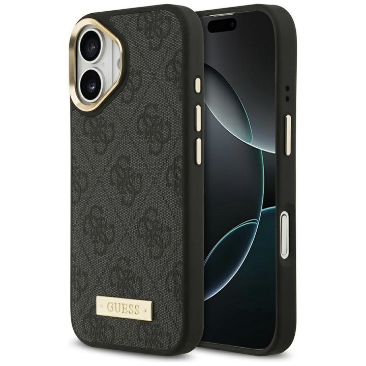 Etui Guess 4G Logo Plate MagSafe do      iPhone 17 czarny na NearMe.pl