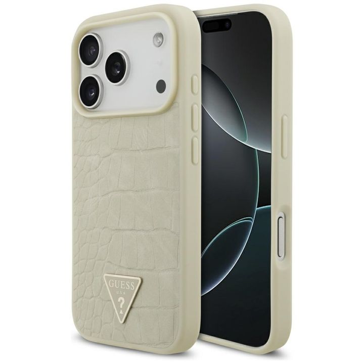 Etui Guess Croco Triangle Logo MagSafe   do iPhone 17 Pro złoty na NearMe.pl