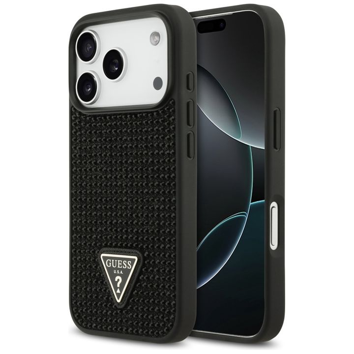 Etui Guess Rhinestone Triangle Logo do   iPhone 17 Pro czarny na NearMe.pl