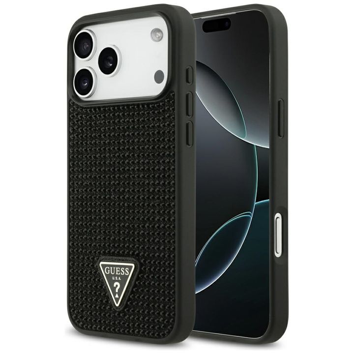 Etui Guess Rhinestone Triangle Logo do   iPhone 17 Pro Max czarny na NearMe.pl