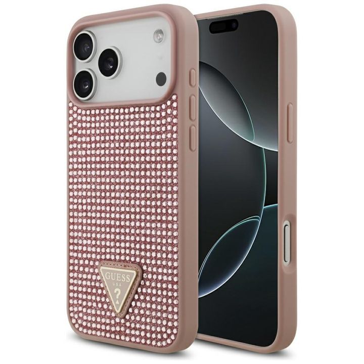 Etui Guess Rhinestone Triangle Logo do   iPhone 17 Pro Max różowy na NearMe.pl