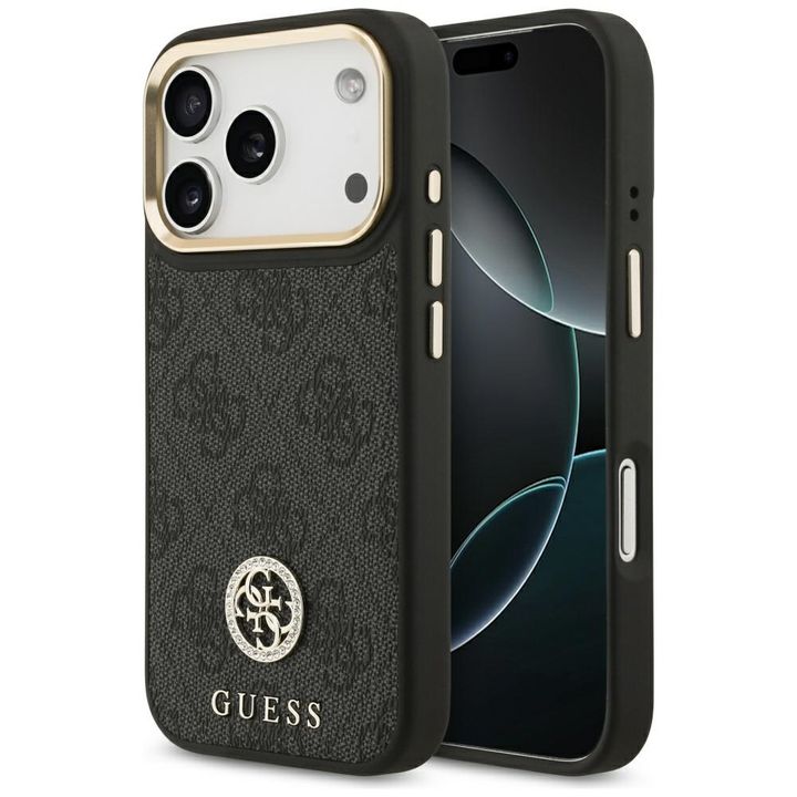 Etui Guess 4G Strass Logo MagSafe do     iPhone 17 Pro czarny na NearMe.pl