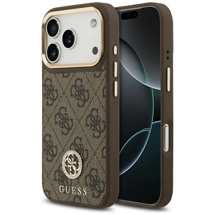 Etui Guess 4G Strass Logo MagSafe do     iPhone 17 Pro brązowy na NearMe.pl