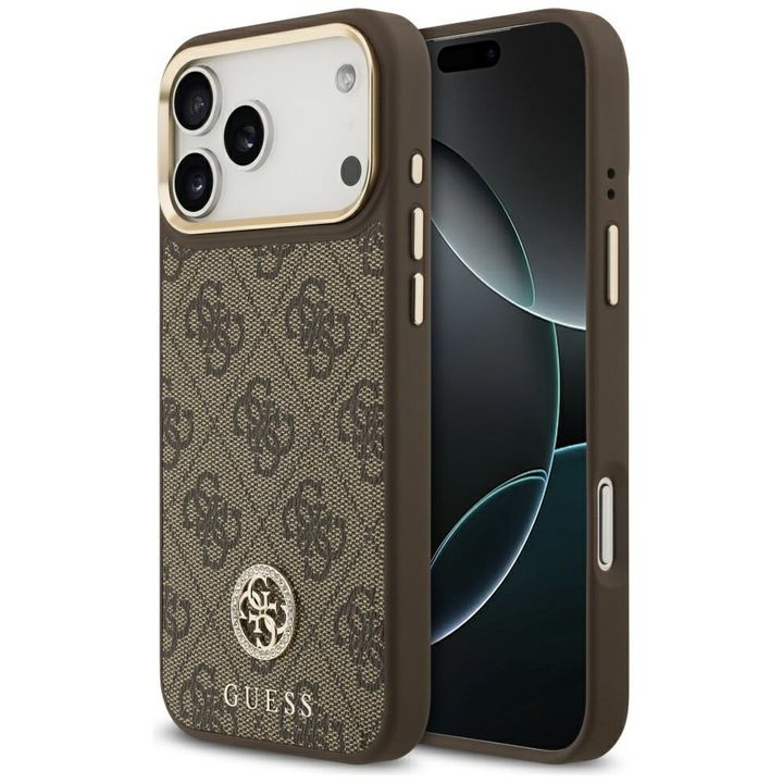 Etui Guess 4G Strass Logo MagSafe do     iPhone 17 Pro Max brązowy na NearMe.pl