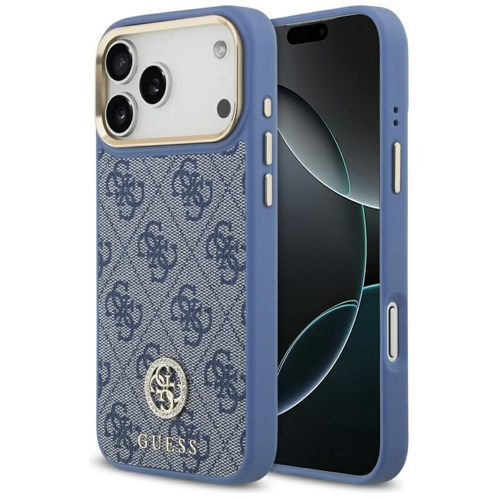Etui Guess 4G Strass Logo MagSafe do     iPhone 17 Pro Max niebieski na NearMe.pl