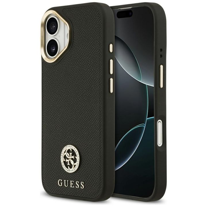 Etui Guess Grained Strass Logo MagSafe   do iPhone 17 czarny na NearMe.pl