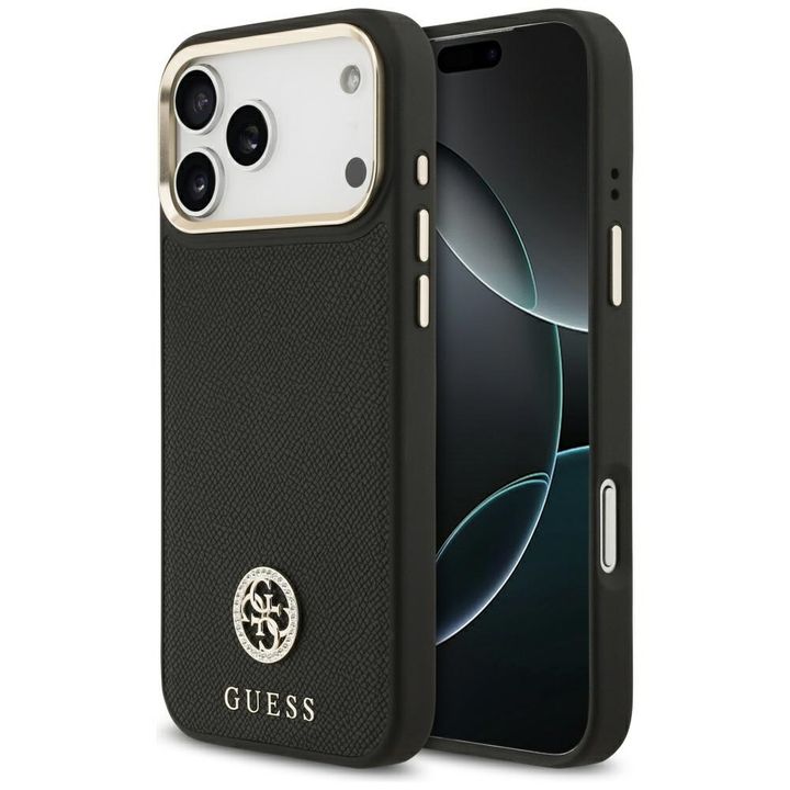 Etui Guess Grained Strass Logo MagSafe   do iPhone 17 Pro Max czarny na NearMe.pl