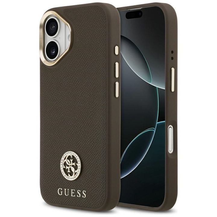 Etui Guess Grained Strass Logo MagSafe   do iPhone 17 brązowy na NearMe.pl