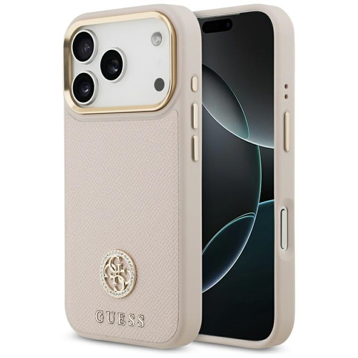 Etui Guess Grained Strass Logo MagSafe   do iPhone 17 Pro różowy na NearMe.pl