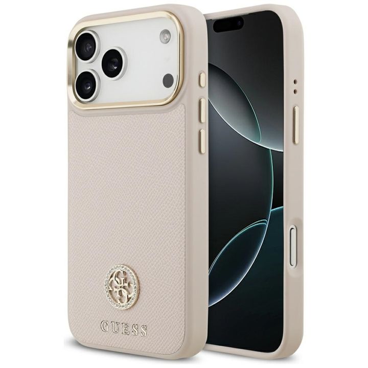 Etui Guess Grained Strass Logo MagSafe   do iPhone 17 Pro Max różowy na NearMe.pl