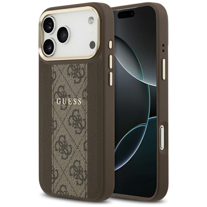 Etui Guess 4G Stripe MagSafe do iPhone   17 Pro Max brązowy na NearMe.pl