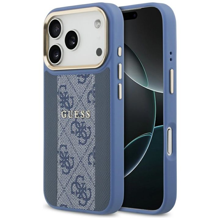 Etui Guess 4G Stripe MagSafe do iPhone   17 Pro niebieski na NearMe.pl