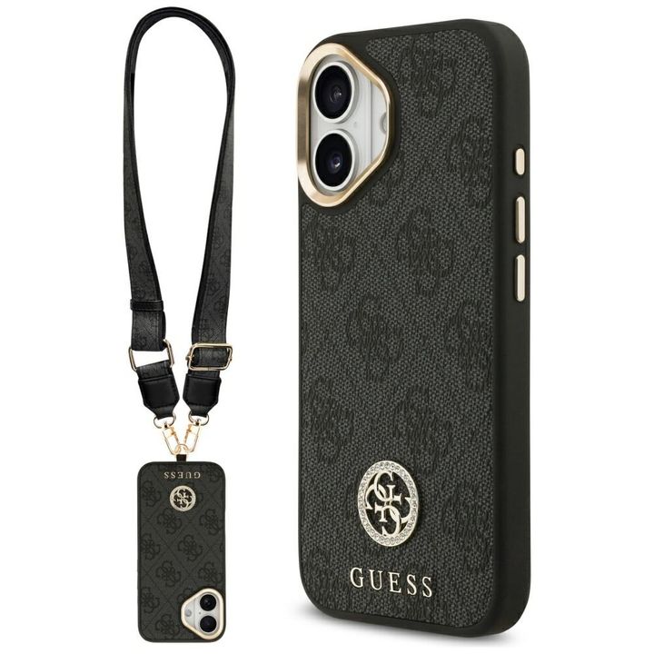 Etui Guess 4G Strass Logo & Big Strap    Metal Buttons MagSafe do iPhone 17 czarny na NearMe.pl