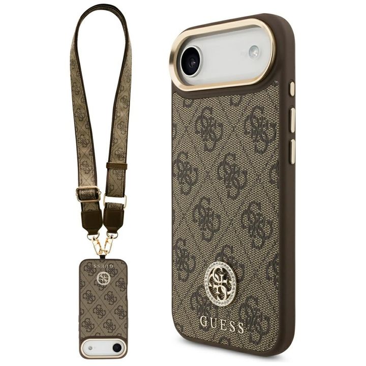 Etui Guess 4G Strass Logo & Big Strap    Metal Buttons MagSafe do iPhone Air brązowy na NearMe.pl