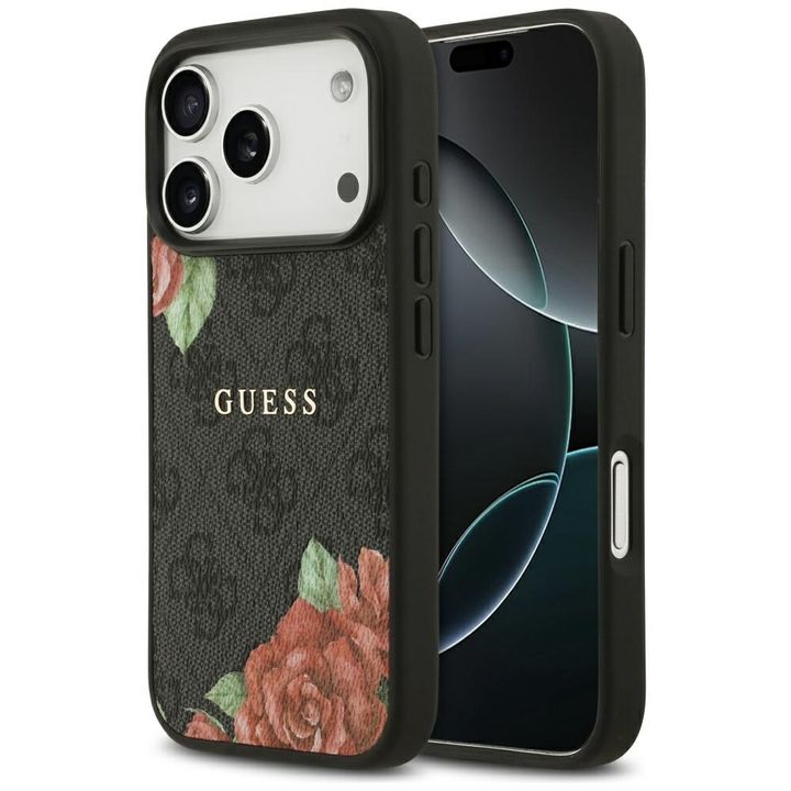 Etui Guess 4G Flowers Print MagSafe do   iPhone 17 Pro Max czarny na NearMe.pl