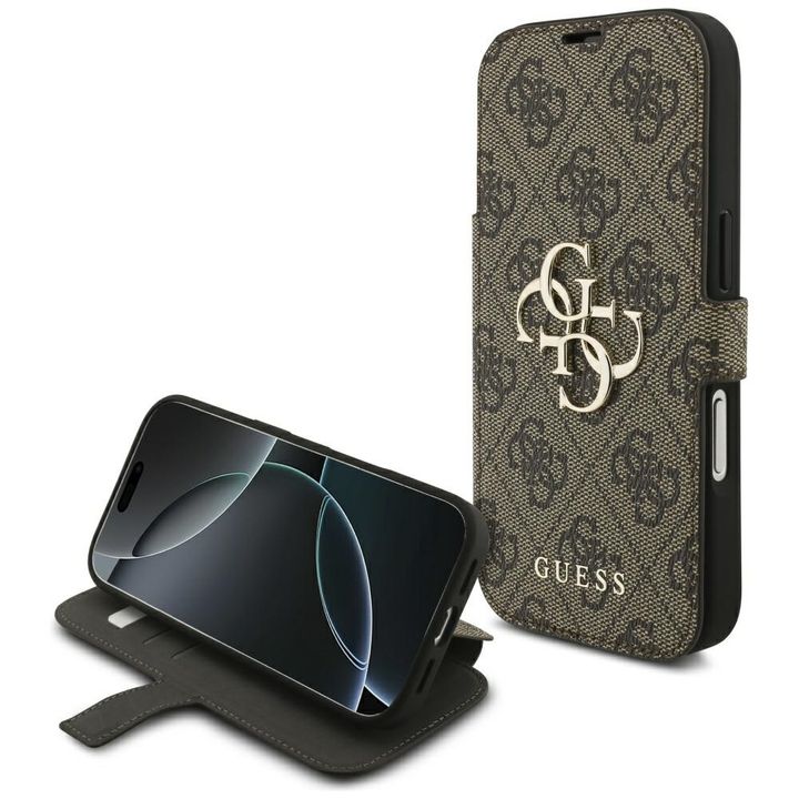 Etui Guess Book 4G Metal Logo do iPhone  17 Pro brązowy na NearMe.pl