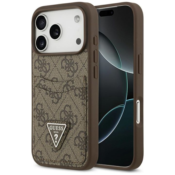Etui Guess 4G Double Card Triangle do    iPhone 17 Pro brązowy na NearMe.pl