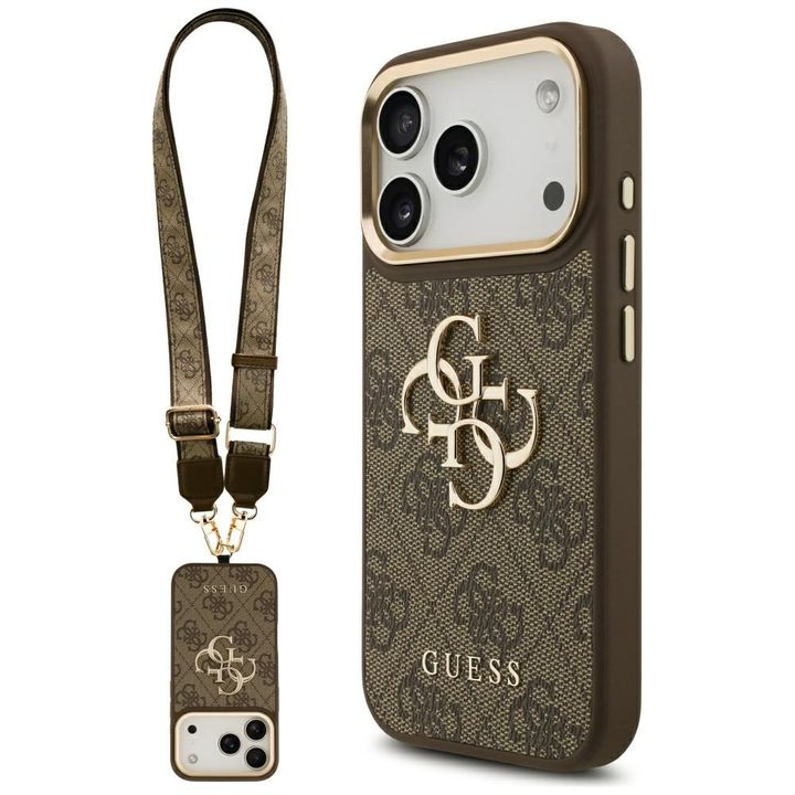 Etui Guess 4G Big 4G Classic Logo Big    Strap Metal Buttons do iPhone 17 Pro brązowy na NearMe.pl