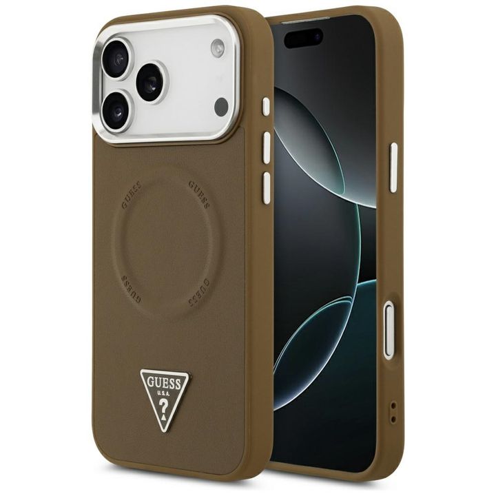Etui Guess Triangle Logo MagSafe do      iPhone 17 Pro Max brązowy na NearMe.pl