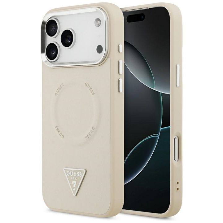 Etui Guess Triangle Logo MagSafe do      iPhone 17 Pro beżowy na NearMe.pl