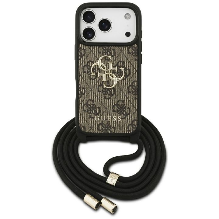 Etui Guess 4G Big Logo Cord Stap         Crossbody do iPhone 17 Pro brązowy na NearMe.pl