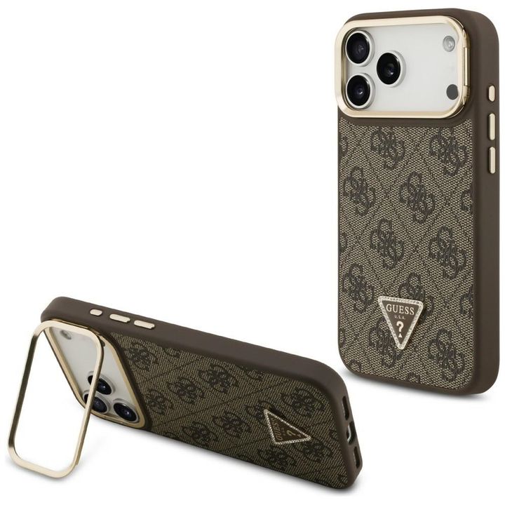 Etui Guess 4G PU Triangle Logo & Stand   Camera Magsafe do iPhone 17 Pro Max brązowy na NearMe.pl