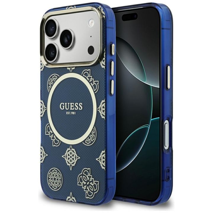 Etui Guess IML Peony Dot MagSafe do      iPhone 17 Pro niebieski na NearMe.pl