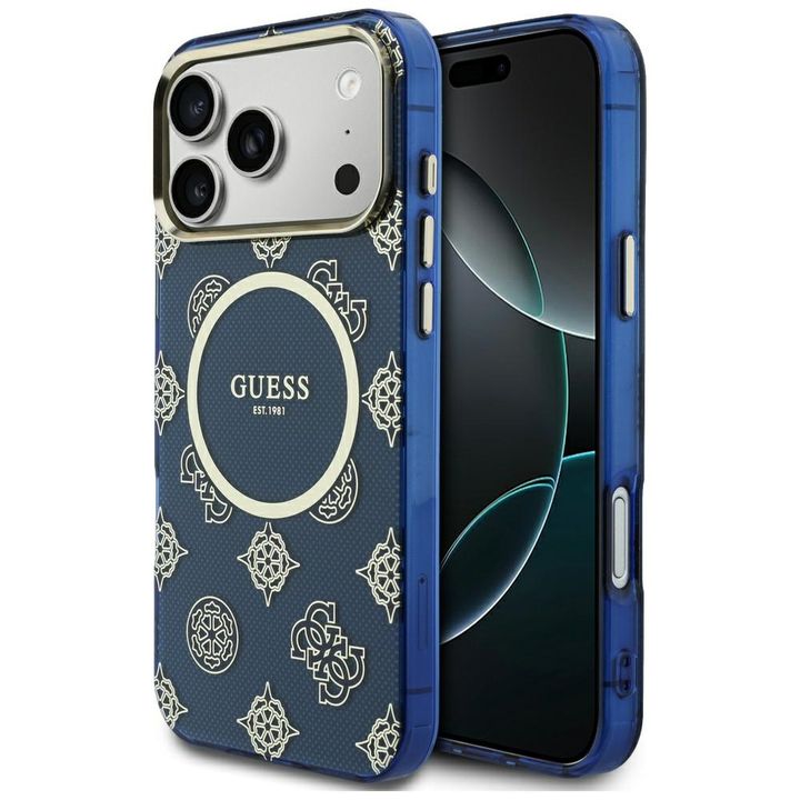 Etui Guess IML Peony Dot MagSafe do      iPhone 17 Pro Max niebieski na NearMe.pl