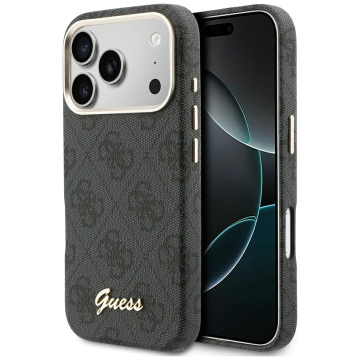 Etui Guess 4G Script MagSafe do iPhone   17 Pro Max czarny na NearMe.pl