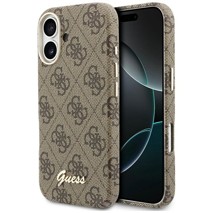 Etui Guess 4G Script MagSafe do iPhone   17 brązowy na NearMe.pl