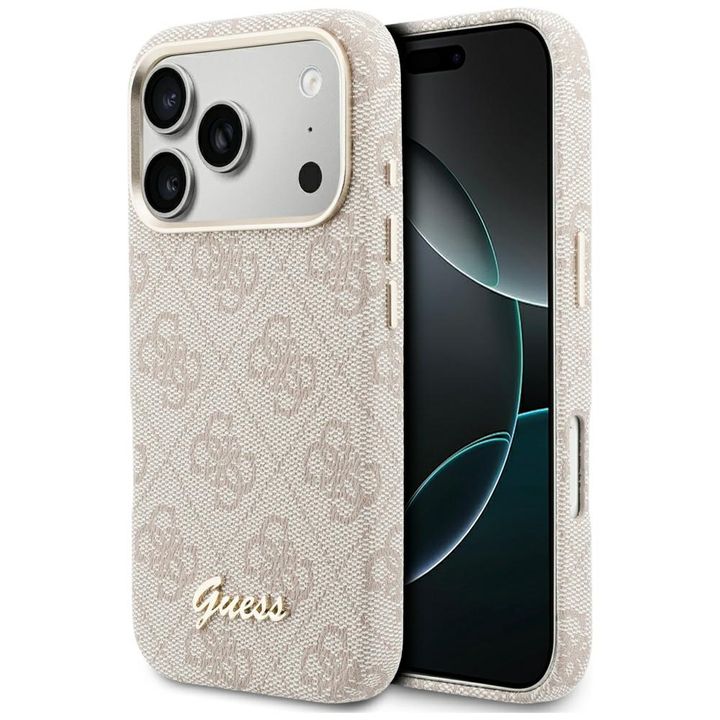 Etui Guess 4G Script MagSafe do iPhone   17 Pro Max różowy na NearMe.pl