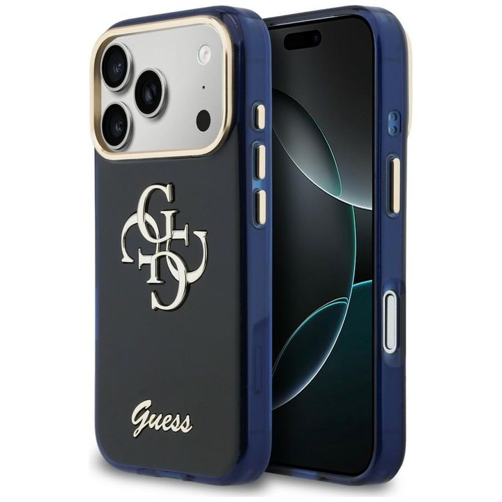 Etui Guess IML 4G Script Metal do iPhone 17 Pro niebieski na NearMe.pl