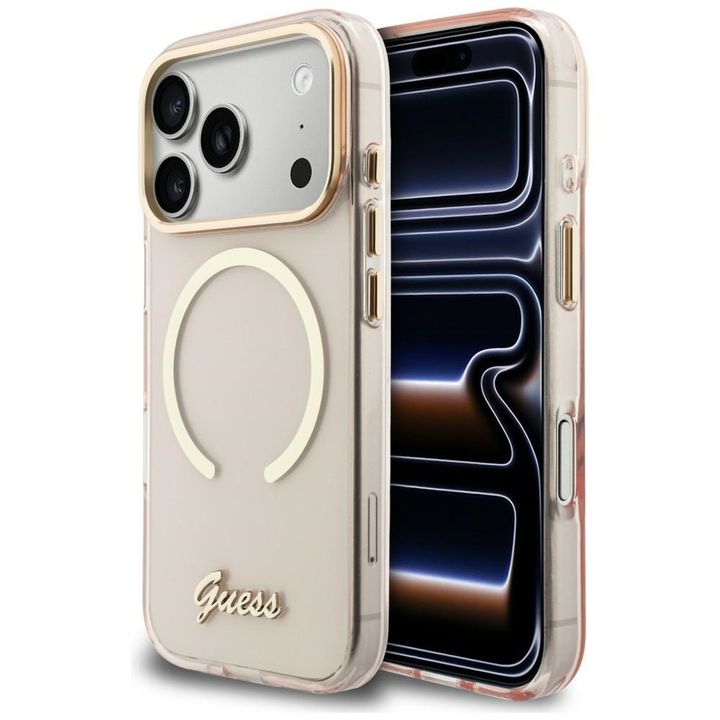 Etui Guess IML Script Metal MagSafe do   iPhone 17 Pro różowy na NearMe.pl