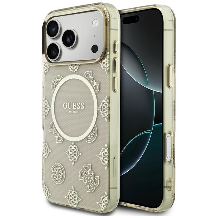 Etui Guess IML Peony Dot MagSafe do      iPhone 17 Pro Max beżowy na NearMe.pl