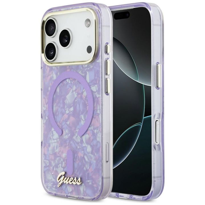 Etui Guess IML Shell Script Metal        MagSafe do iPhone 17 Pro Max fioletowy na NearMe.pl