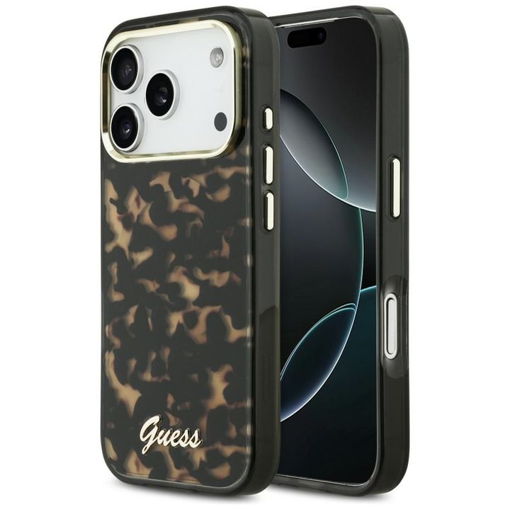 Etui Guess IML Script Metal MagSafe do   iPhone 17 Pro tortoise na NearMe.pl