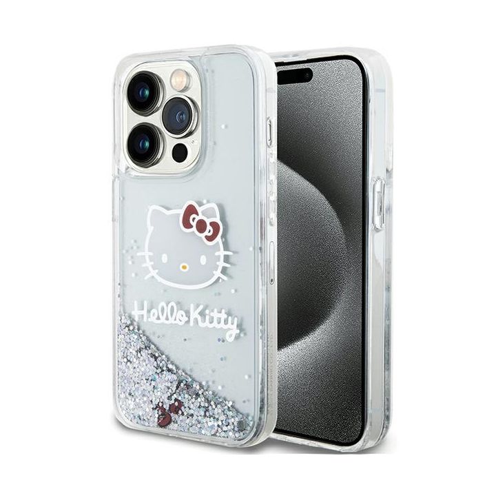 Hello Kitty HKHCP14LLIKHET iPhone 14 Pro 6.1" srebrny/silver hardcase Liquid Glitter Charms Kitty Head na NearMe.pl