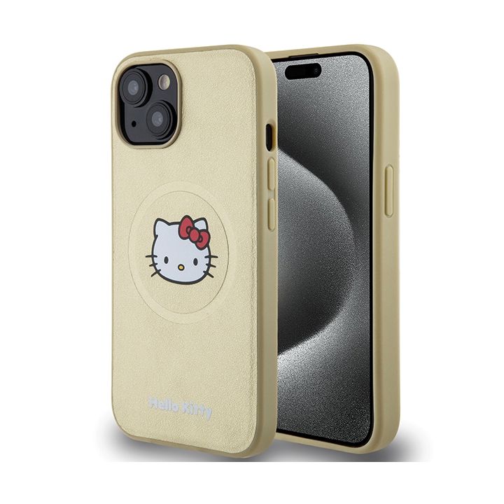 Hello Kitty HKHMP15SPGHCKD iPhone 15 / 14 / 13 6.1" złoty/gold hardcase Leather Kitty Head MagSafe na NearMe.pl