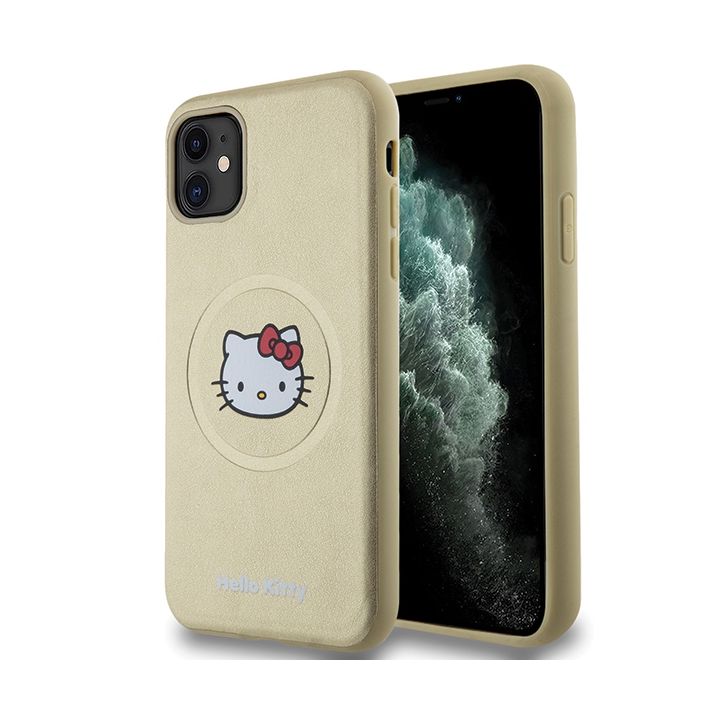 Hello Kitty HKHMN61PGHCKD iPhone 11 / Xr6.1" złoty/gold hardcase Leather Kitty Head MagSafe na NearMe.pl