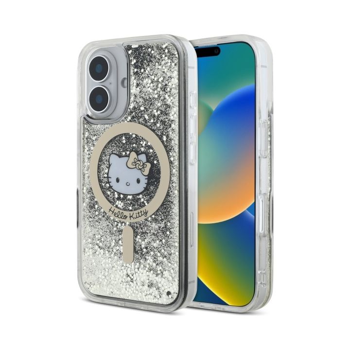 Hello Kitty HKHMP16SLGDIK iPhone 16 6.1" czarny złoty/black gold hardcase Liquid Glitter Fever MagSafe na NearMe.pl