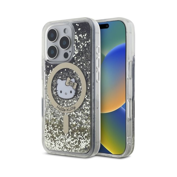 Hello Kitty HKHMP16XLGDIK iPhone 16 Pro  Max 6.9" czarny złoty/black gold hardcase Liquid Glitter Fever MagSafe na NearMe.pl