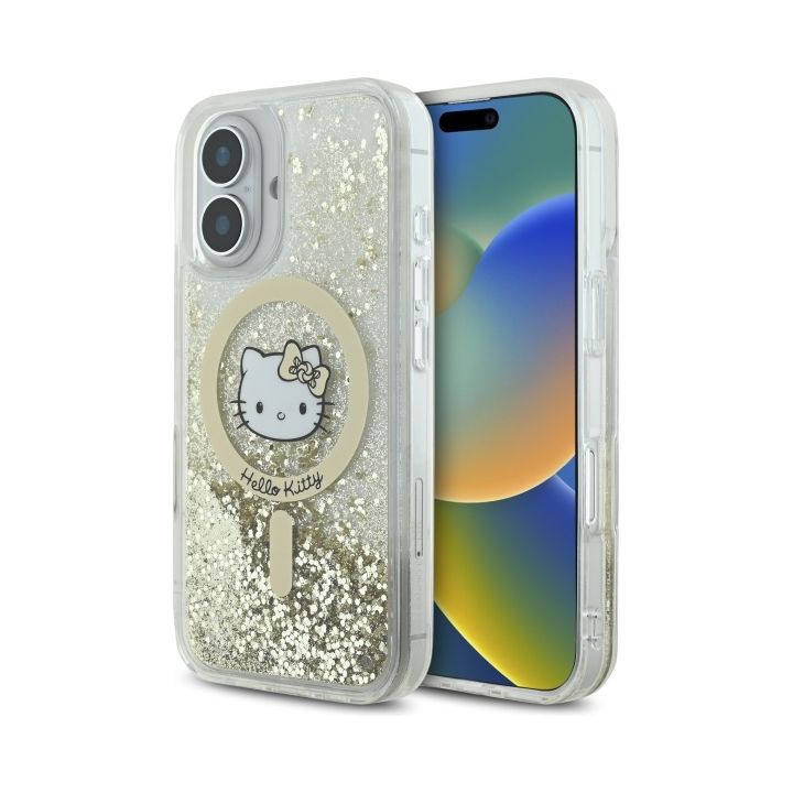 Hello Kitty HKHMP16SLGDIH iPhone 16 6.1" biały złoty/white gold hardcase Liquid Glitter Fever MagSafe na NearMe.pl