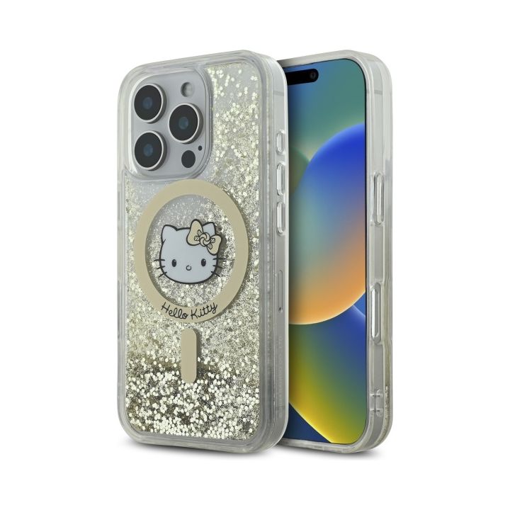 Hello Kitty HKHMP16XLGDIH iPhone 16 Pro  Max 6.9" biały złoty/white gold hardcase Liquid Glitter Fever MagSafe na NearMe.pl